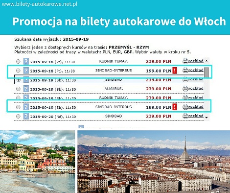 tanie bilety autokarowe do Włoch